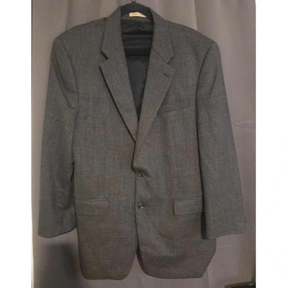 Lauren Ralph Lauren Grey Wool Micro Check Two Button Blazer Men's 41R Sport Coat